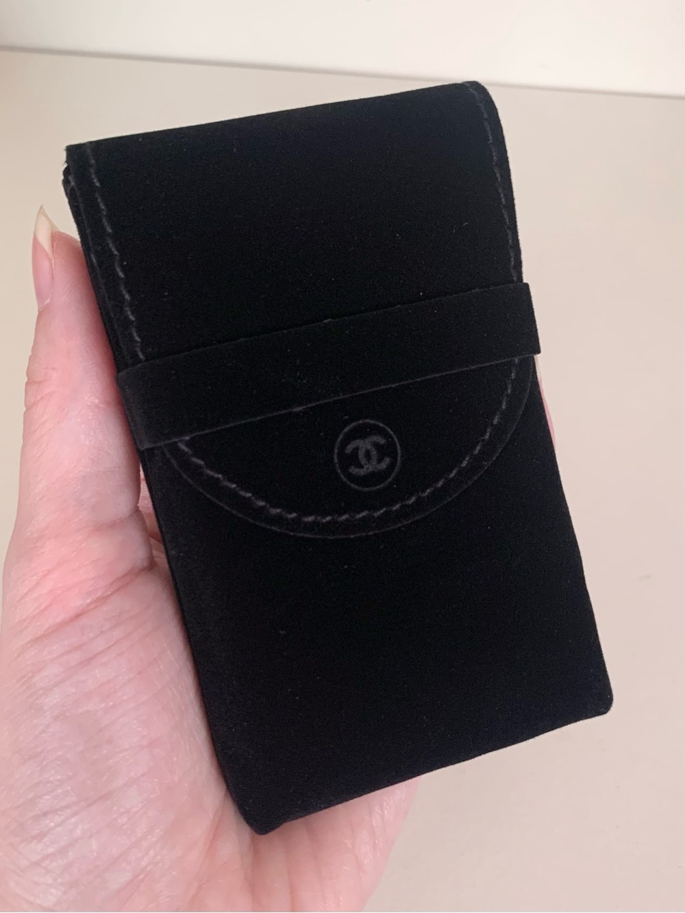 Chanel black velvet pouch case